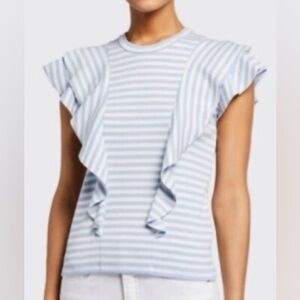 NWOT Veronica beard Jeans Bea Striped Ruffled Top